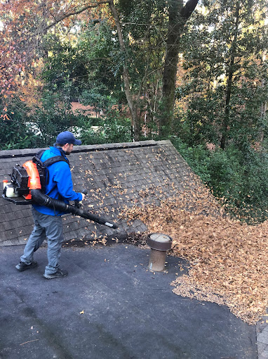 Gutter cleaning on a residential roof in Smyrna